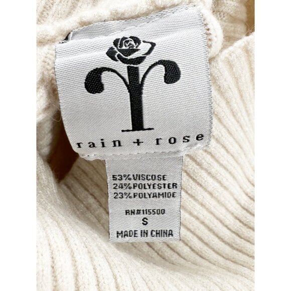 RAIN AND ROSE Beige Neutral Faux Fur Cuff Turtleneck Sweater - Picture 5 of 9